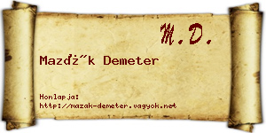 Mazák Demeter névjegykártya